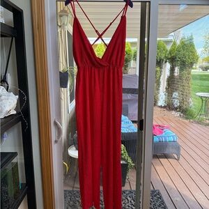 Red Strappy Jumpsuit